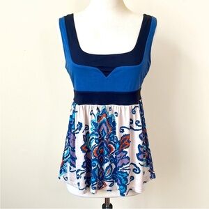 Anthropologie Ric Rack Papryus Blue Top Tank | Color: Blue/Cream | Size: S